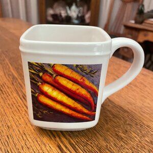 Vintage Nature's Canvas Carrot Themed Square Coffee Cup Mug*